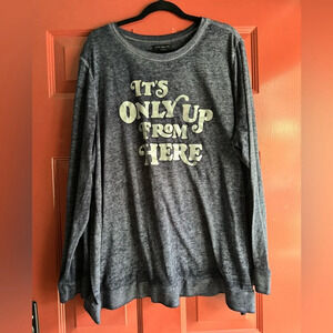 Lane Bryant It’s Only Up From Here Burnout Navy Sweatshirt
